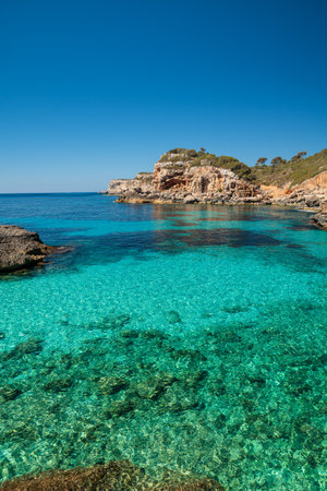 Cala s.Almunia, Cap del Moro, Majorca, Balearics, Spainの写真素材
