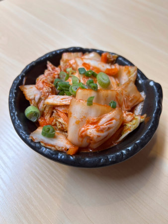 Korean cuisine - kimchi in the bowlの写真素材