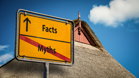 Street Sign Facts versus Mythsの写真素材