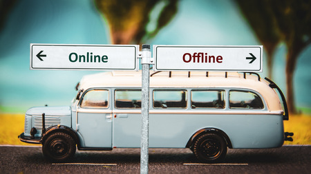 Street Sign Online versus Offlineの写真素材
