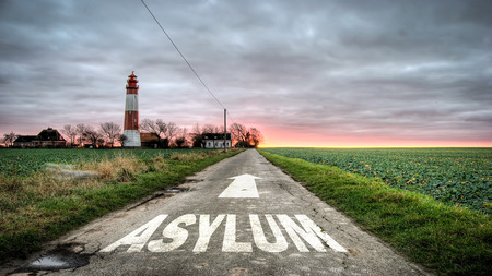 Street Sign to Asylumの写真素材