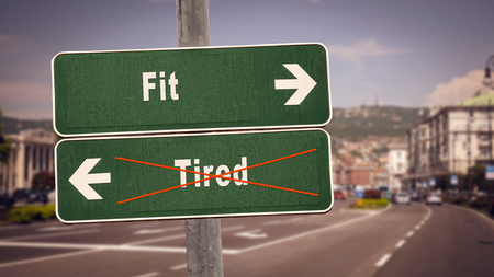 Street Sign Fit versus Tiredの写真素材