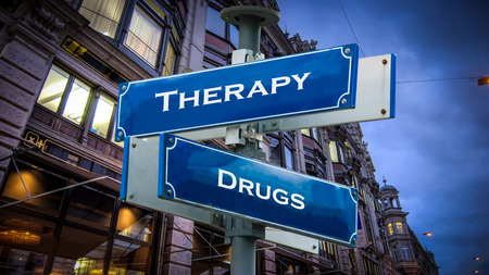 Street Sign Therapy versus Drugsの写真素材