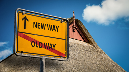 Street Sign NEW WAY versus OLD WAYの写真素材