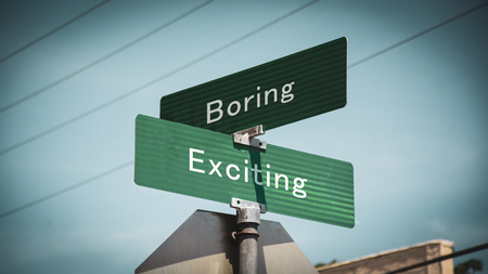 Street Sign Exciting versus Boringの写真素材