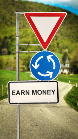 Street Sign Earn Moneyの写真素材