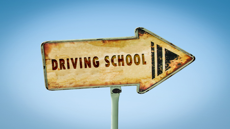 Street Sign DRIVING SCHOOLの写真素材
