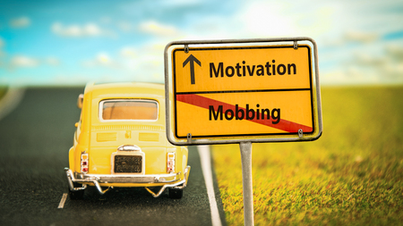 Street Sign Motivation versus Mobbingの写真素材