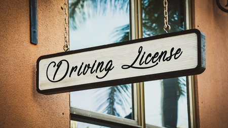Street Sign DRIVING LICENSEの写真素材