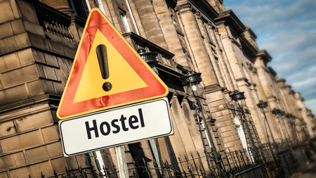 Street Sign to Hostelの写真素材
