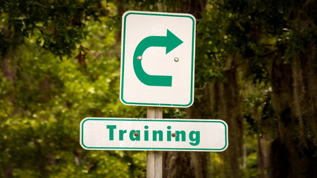 Street Sign the Direction Way to Trainingの写真素材