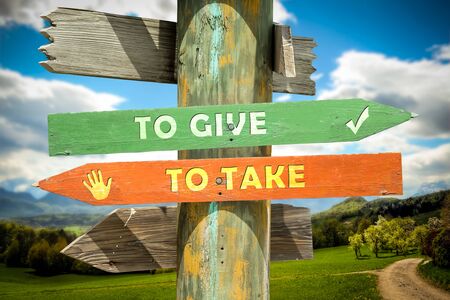 Street Sign the Direction Way to TO GIVE versus TO TAKE
