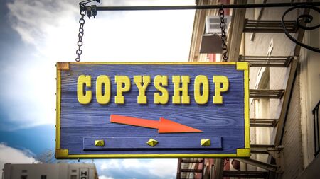 Street Sign the Direction Way to Copy Shopの写真素材