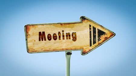 Street Sign the Direction Way to Meetingの写真素材