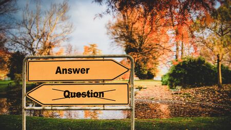 Street Sign the Direction Way to Answer versus Questionの写真素材