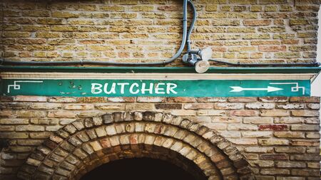 Street Sign the Direction Way to Butcherの写真素材