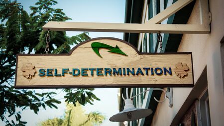 Street Sign the Direction Way to SELF-DETERMINATIONの写真素材
