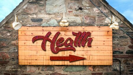 Street Sign the Direction Way to Healthの写真素材