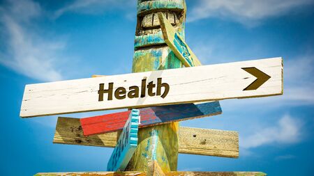 Street Sign the Direction Way to Healthの写真素材