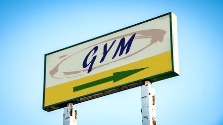 Street Sign the Direction Way to Gymの写真素材