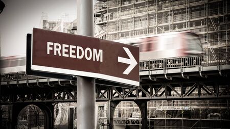 Street Sign the Direction Way to Freedomの写真素材
