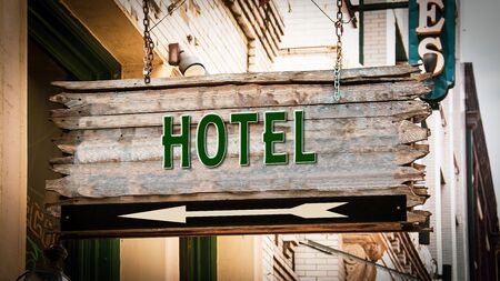 Street Sign the Direction Way to Hotelの写真素材