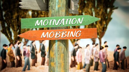 Street Sign the Direction Way to Motivation versus Mobbingの写真素材