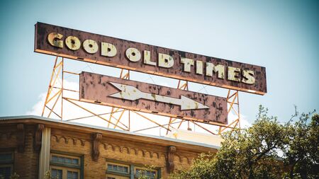 Street Sign the Direction Way to GOOD OLD TIMESの写真素材