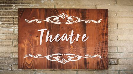 Street Sign the Direction Way to Theatreの写真素材