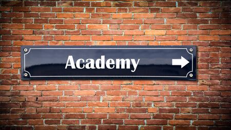 Street Sign the Direction Way to Academyの写真素材