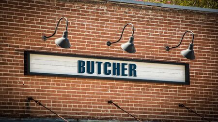 Street Sign the Direction Way to Butcherの写真素材
