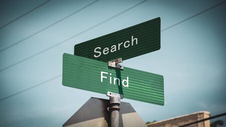 Street Sign the Direction Way to Find versus Searchの写真素材