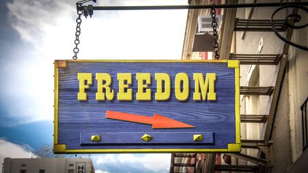 Street Sign the Direction Way to Freedomの写真素材
