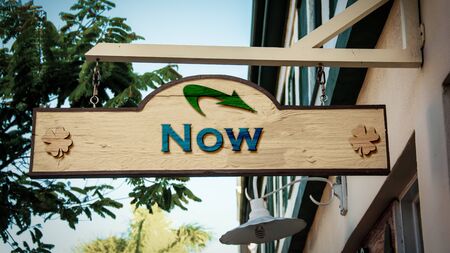 Street Sign the Direction Way to Nowの写真素材