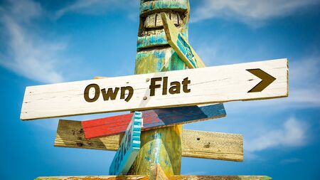 Street Sign the Direction Way to Own Flatの写真素材