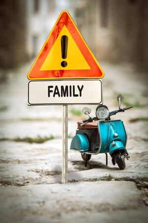 Street Sign the Direction Way to Familyの写真素材