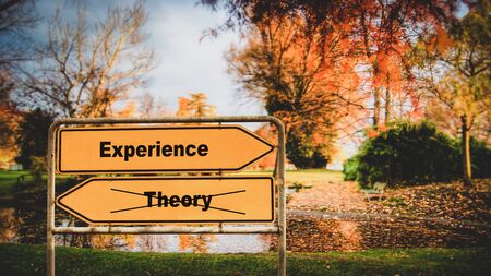 Street Sign the Direction Way to Experience versus Theoryの写真素材