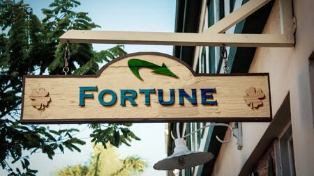 Street Sign the Direction Way to Fortuneの写真素材