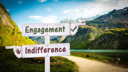 Street Sign the Direction Way to Engagement versus Indifferenceの写真素材