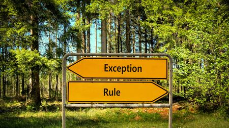 Street Sign the Direction Way to Exception versus Ruleの写真素材