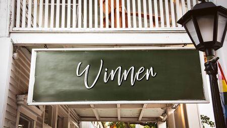 Street Sign the Direction Way to Winnerの写真素材