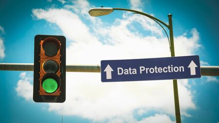 Street Sign the Direction Way to DATA PROTECTIONの写真素材