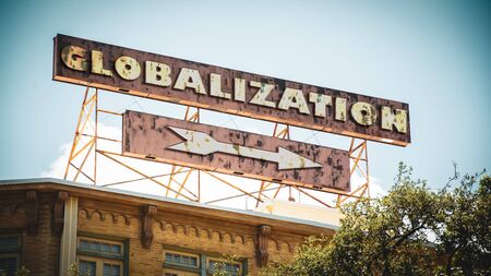 Street Sign the Direction Way to Globalizationの写真素材