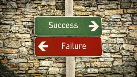 Street Sign the Direction Way to Success versus Failureの写真素材