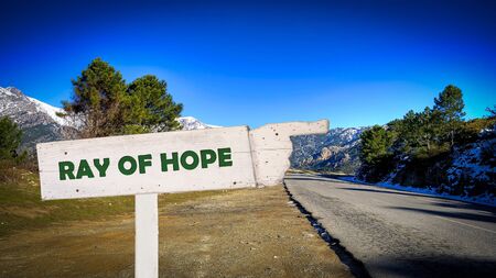 Street Sign the Direction Way to Ray of Hopeの写真素材