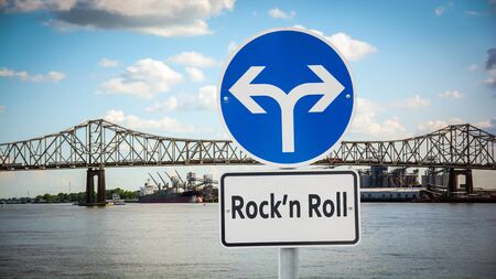 Street Sign the Direction Way to Rockn Rollの写真素材