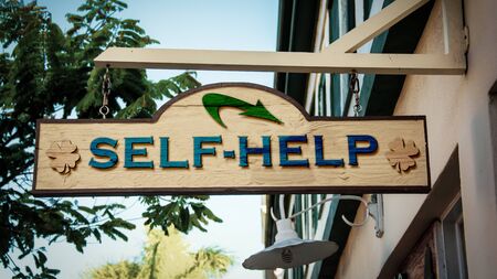 Street Sign the Direction Way to Self-Helpの写真素材