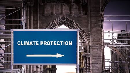 Street Sign the Direction Way to CLIMATE PROTECTIONの写真素材