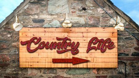 Street Sign the Direction Way to  Country Lifeの写真素材