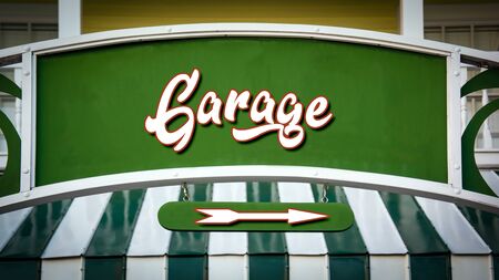 Street Sign the Direction Way to Garageの写真素材